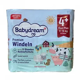 Підгузники Babydream Premium 4+ Maxi Plus (9-15) кг 36 шт