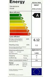 Прально-сушильна машина Indesit XWDE1071481XWKKKEU, 10кг (7кг), 1400, A+, 60см, Дисплей, Білий (XWDE1071481XWKKKEU) - мініатюра 4