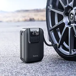 Портативний компресор автомобільний насос Hoco Breeze S53 2500 мАг LED - мініатюра 3