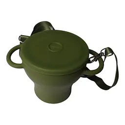 Безопасная пищевая силиконовая складная чашка oldbro 450 мл olive dark - мініатюра 2