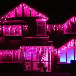 Новорічна зовнішня світлодіодна гірлянда дощ «Бахрома вулична» 120 LED YS-UK002 3x0.5м (рожевий), Yu Xin 83183 - мініатюра 4