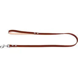 Повідець подвійний Collar, шкіра, з прошивкою, 122х1,4 см, коричневий - мініатюра 2