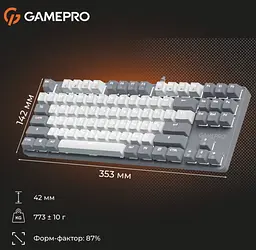 Механічна ігрова клавіатура GamePro MK-110-G USB Hot-Swap Outemu Red Switch Gray-White - мініатюра 16