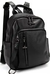 Рюкзак міський Olivia Leather з натуральної шкіри 8 л 25х30 см Чорний - мініатюра 3