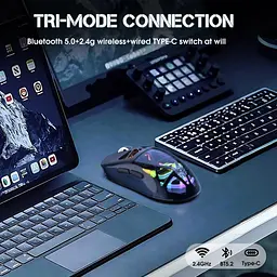 Комп'ютерна мишка Onikuma ігрова бездротова з RGB підсвічуванням акумулятором та 3 режимами підключення - мініатюра 6