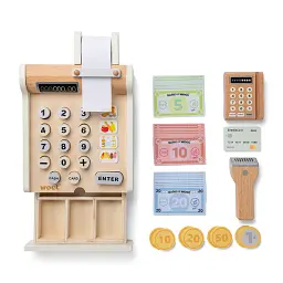 Деревянный кассовый аппарат New Classic Toys с монетами и картой - миниатюра 5