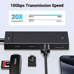 Хаб USB3.1 Type-C --> 2xUSB/2xUSB-C 3.2 Gen2/10Gbps 4-in-1 CM806 Ugreen - мініатюра 4
