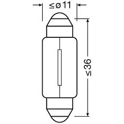 Комплект вказівних ламп розжарювання OSRAM 6418-2BL C5W 36mm 12V SV8.5-8 Blister (2 шт) - мініатюра 3