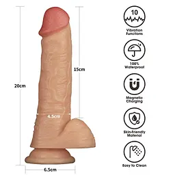 Вібратор Lovetoy Power Basics Cock 8'' 20.3 см (тілесний) - мініатюра 8