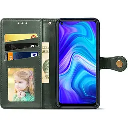 Шкіряний чохол-книжка GETMAN Gallant (PU) для Xiaomi Redmi Note 9 / Redmi 10X Зелений - мініатюра 3