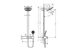 Душова система з термостатом Hansgrohe Pulsify Showerpipe 260 2jet EcoSmart brushed bronze 24241140 - мініатюра 5
