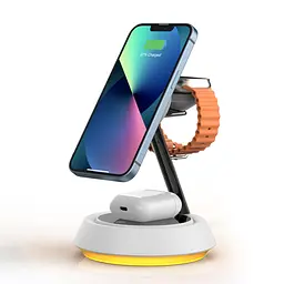 Бездротовий зарядний пристрій WiWU 3 in 1 15W White (Wi-W002) [94237] - мініатюра 2