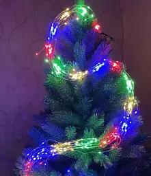 Новорічна конусна гірлянда 3 м 10 ниток 300 LED-лампочок Кольорова - мініатюра 2