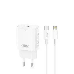 Мережевий зарядний пристрій XO L131 PD30W 1USB-C Fast Charging with Lightning cable Білий - мініатюра 3