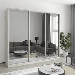 Шафа-купе тридверна MebelStar Стандарт AL 3 Дзеркала 230x45x210 см Аляска сірий (MBS-3027)