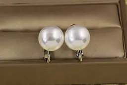 Сережки кліпси Xuping Jewelry кульки білий перламутр 1,6 см сріблясті