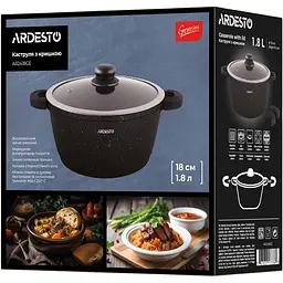Каструля Ardesto Gemini Anzio зі скляною кришкою чорна 1.8 л (AR2418GE) - мініатюра 12