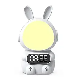 Дитячий годинник із будильником Кролик Rabbit clock with LIGHT WHITE - мініатюра 4