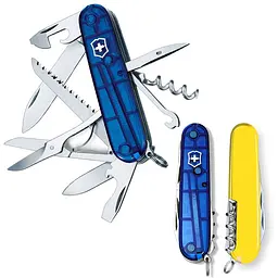 Ніж Victorinox Huntsman Ukraine 91мм,15функ,син.прозор-жовт.прозор