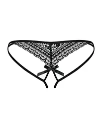 Жіночі стрінги Obsessive Picantina Crotchless Thong Black L/XL - мініатюра 2