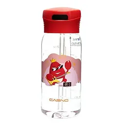 Пляшка для води Casno 400 мл KXN-1195 Червона (краб) з соломинкою (KXN-1195_Red) - мініатюра 1
