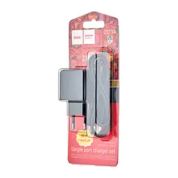 МЗП Hoco CS11A Ocean single port charger set (iP) (EU) Black - мініатюра 2