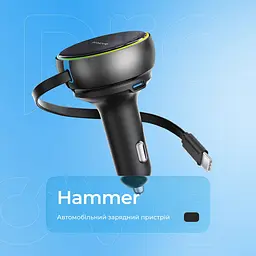 АЗП Proove Hammer 81W (Type-C + USB) + Retractable Type-C Cable - мініатюра 10