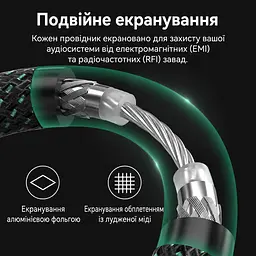 Коаксиальный аудиокабель Vention 10 м тюльпан RCA штекер на RCA штекер для цифрового S/PDIF 75 Ом двойное экранирование в хлопковой оплётке позолоченные разъёмы посеребрённый проводник OFC зелёный (BCTGL) - миниатюра 7