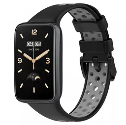 Силіконовий ремінець Primo Perfor Classic для фітнес браслета Xiaomi Smart Band 7 Pro Black-Grey - мініатюра 2