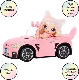 Машина для ляльки На На На Кетмобіль Na Na Surprise Soft Plush Convertible , Kitty Car - мініатюра 3