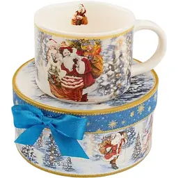 Чашка новорічна R36240 Home Time for gifts керамічна з ложкою в подарунковій коробці 280 мл Біла