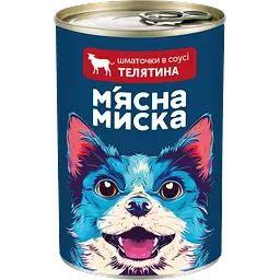 Набір вологого корму для собак М'ясна миска, шматочки в соусі з телятиною 8 шт x 415 г - мініатюра 2