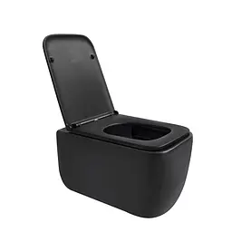 Унітаз підвісний Qtap Gemini безободковий з сидінням Soft-close QT2533076EUQMB, Чорний матовий - мініатюра 4
