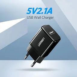 Мережевий зарядний пристрій Ugreen ED011 USB Wall Charger 2.1A чорний (50459) - мініатюра 3