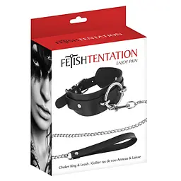 Нашийник з повідцем Fetish Tentation Ring and Leash чорний - мініатюра 2