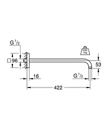 Душовий кронштейн 422 мм Grohe Rainshower 26145000 Хром - мініатюра 2