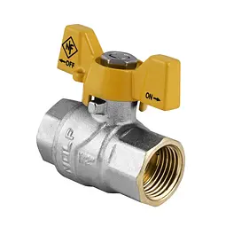 Кран кульовий Nolf NF.712 - 1/2" FF ГГМ Yellow, ручка "метелик" жовта NF2945