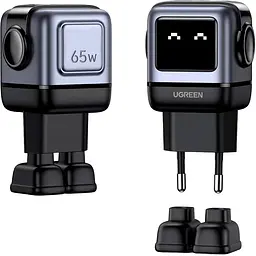 Зарядний пристрій 3xUSB 65W (2xUSB-C+USB-A) Gan Robot tech Fast Charger Сірий CD361 Ugreen - мініатюра 2
