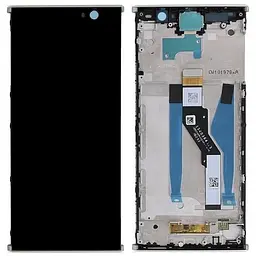 Дисплей Sony H4413 Xperia XA2 Plus Dual /H4493 чорний, PRC переклеєне скло, з рамкою сріблястого кольору