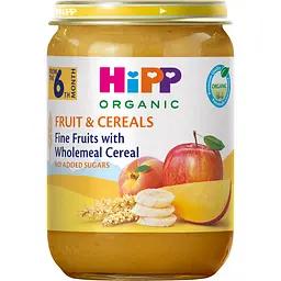 Органічне пюре HiPP Фрукти і злаки Фруктове асорті з зерновими пластівцями 190 г