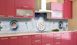 Вініловий кухонний фартух Happy Pocket Квіти і Чашки наклейка для кухні ПВХ Напої Блакитний 60х200 см Z181586 - мініатюра 2