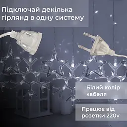 Гірлянда-штора Зірки та сніжинки розмір 3*0,9 м 10 фігур, білий GarlandoPro 1733067W - мініатюра 12