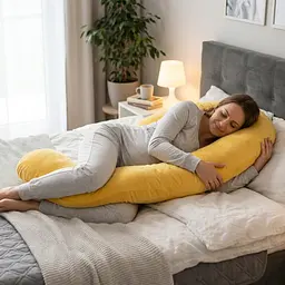 Подушка для вагітних і годування Лежебока Comfort рогалик 170 см велюрова Жовта - мініатюра 2