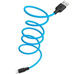 USB Cable Hoco X21 Silicone Lightning Black/Blue 1m - мініатюра 2