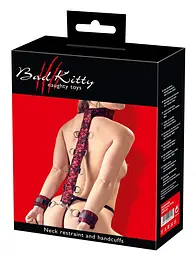 BDSM-набір Bad Kitty Neck Restraint And Handcuffs червоний - мініатюра 5