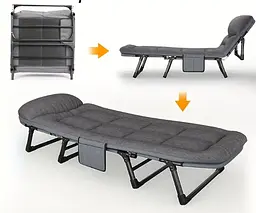 Портативне розкладне ліжко Relax Outdoor 180×60×30 см, залізна рама, до 120 кг, 5 регульованих положень - мініатюра 4
