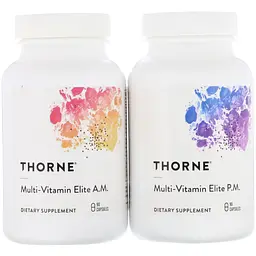 Мультивітаміни Еліт Thorne Research Multi-Vitamin Elite A.M. & P.M. 2 баночки по 90 капсул  - мініатюра 2