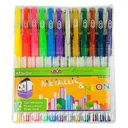 Набір із 12 гелевих ручок NEON + METALLIC 12 кольорів художні ручки (ZB.2205-99)