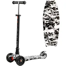 Самокат Best Scooter 75.5-87х55.5х13 см Чорно-білий 000254957