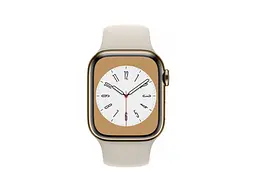 Смарт-годинник Apple Watch Series 8 GPS + Cellular 45mm Gold S. Steel Case w. Starlight S. Band (MNKM3) - мініатюра 2